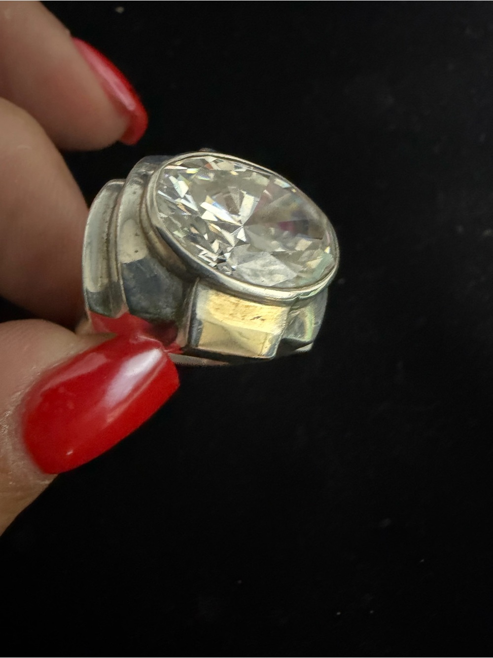 .925 STERLING SILVER AND 14kt GOLD VINTAGE RING